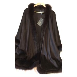 Sophia Cashmere Fox Trim Cape